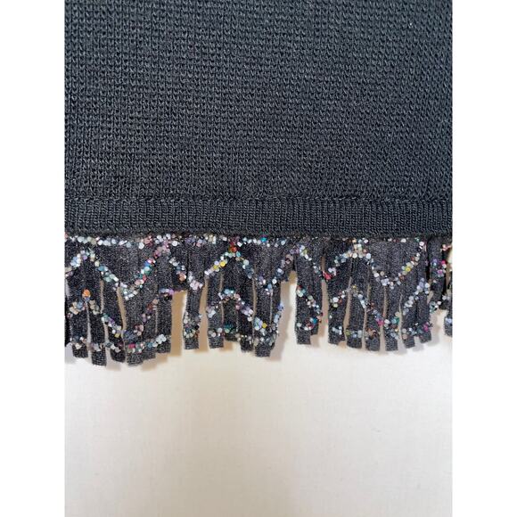 Reference‎ Point Fringe Trim Sweater - Size M - Beaded Trim - Vintage - Picture 3 of 7